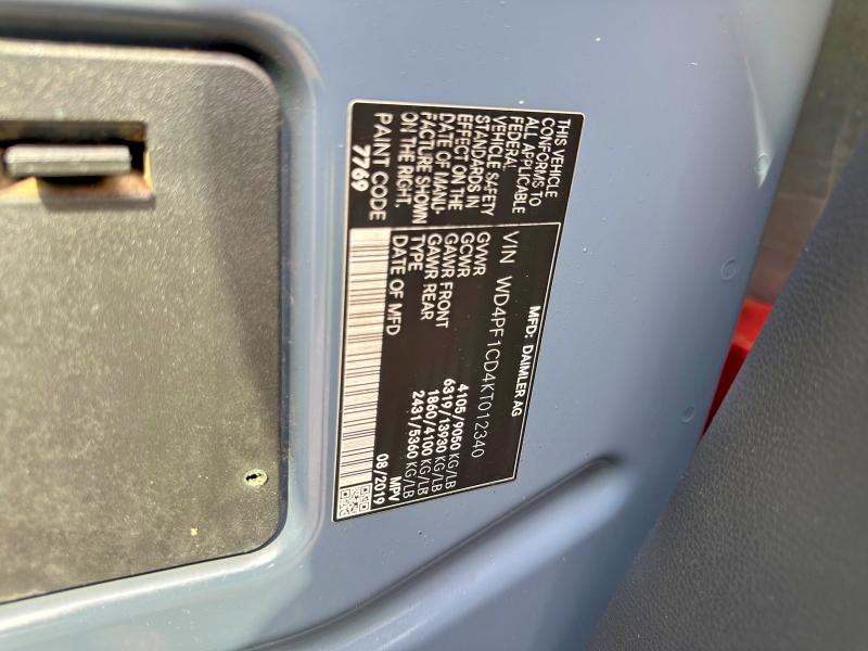 Photo 10 from auction – 2019 MERCEDES-BENZ SPRINTER with VIN WD4PF1CD4KT012340