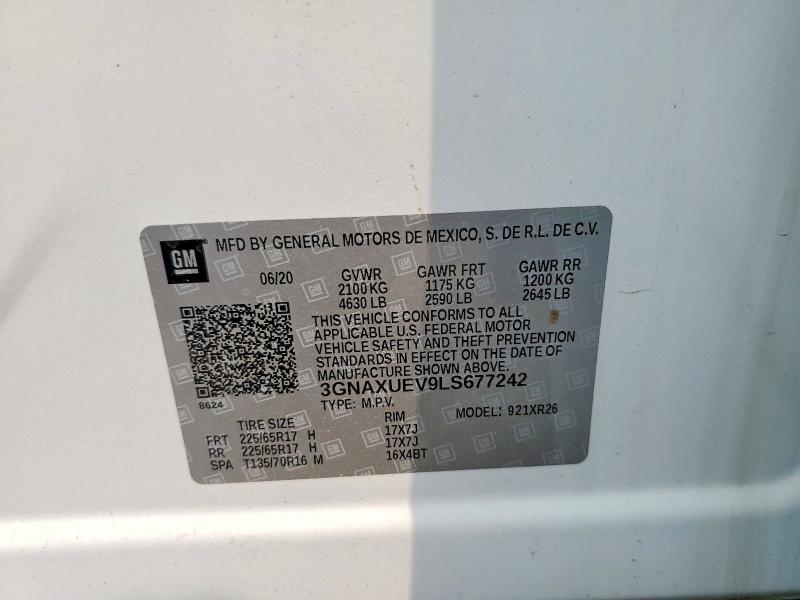 Photo 14 from auction – 2020 CHEVROLET EQUINOX with VIN 3GNAXUEV9LS677242