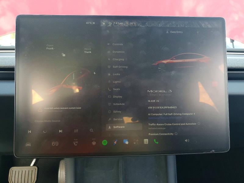 Фото 9 с аукциона – 2024 TESLA MODEL 3 с VIN 5YJ3E1EA2RF849423
