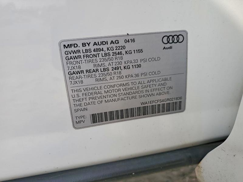 Photo 14 from auction – 2016 AUDI Q3 with VIN WA1EFCFS4GR021836