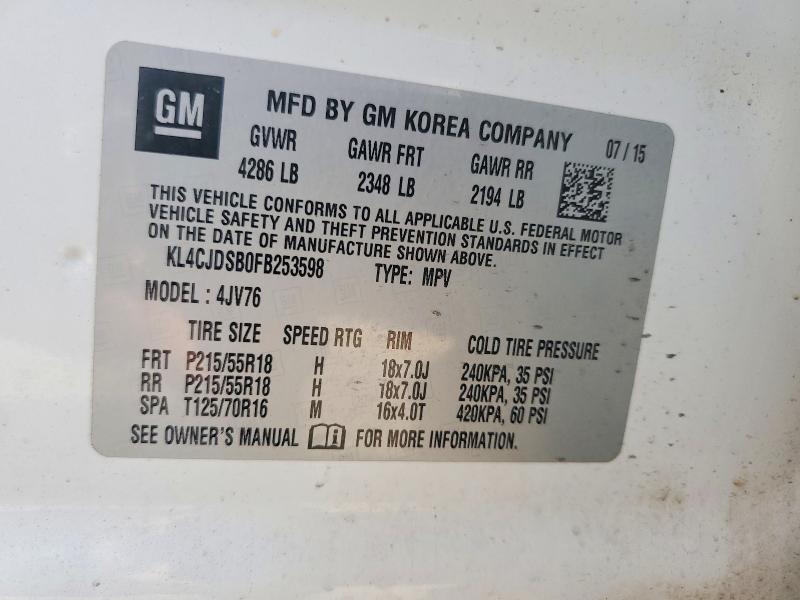 Photo 14 from auction – 2015 BUICK ENCORE with VIN KL4CJDSB0FB253598