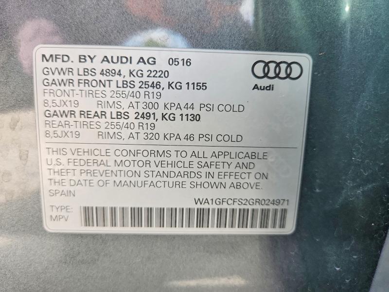 Photo 14 from auction – 2016 AUDI Q3 with VIN WA1GFCFS2GR024971
