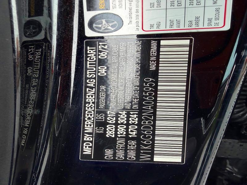 Снимка 15 от търг – 2022 MERCEDES-BENZ S с VIN W1K6G6DB2NA065959