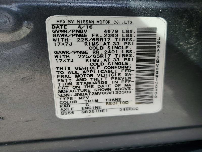 Photo 14 from auction – 2016 NISSAN ROGUE with VIN JN8AT2MV8GW130309