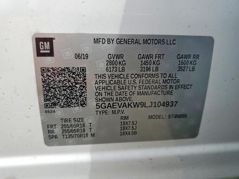 Photo 14 from auction – 2020 BUICK ENCLAVE with VIN 5GAEVAKW9LJ104937