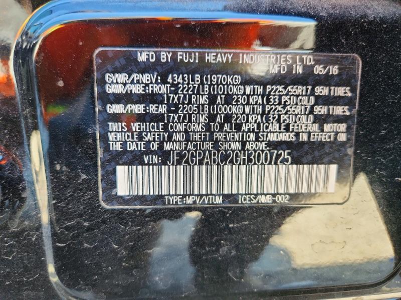 Photo 14 from auction – 2016 SUBARU CROSSTREK with VIN JF2GPABC2GH300725