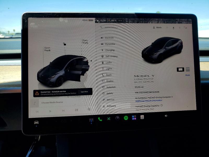 Photo 9 from auction – 2022 TESLA MODEL Y with VIN 7SAYGDEE3NF424066