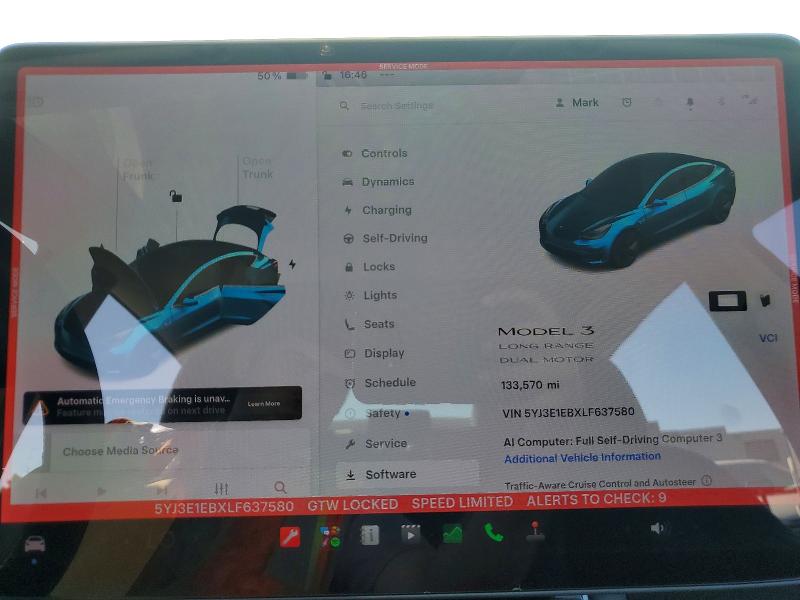 Photo 9 from auction – 2020 TESLA MODEL 3 with VIN 5YJ3E1EBXLF637580