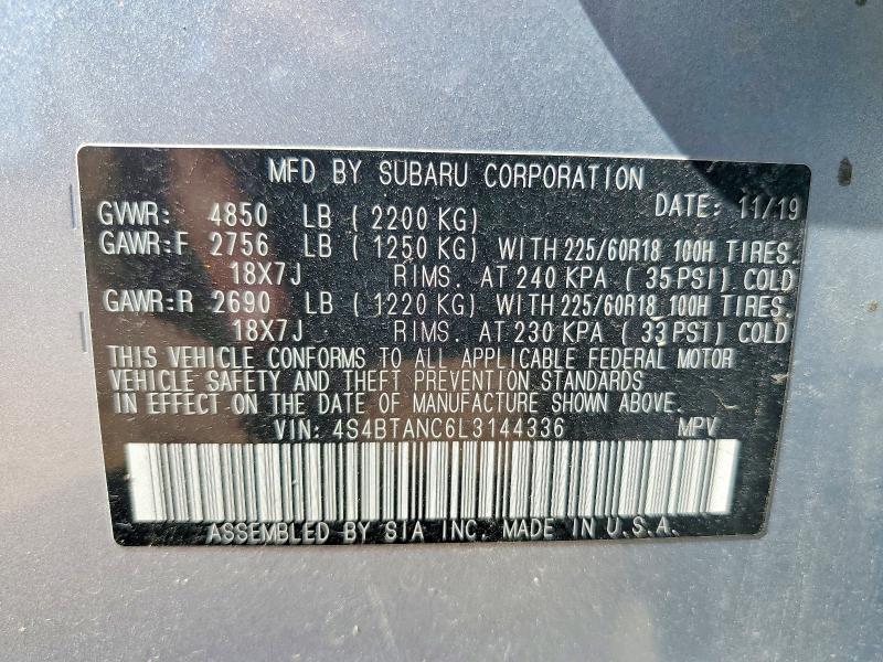 Photo 14 from auction – 2020 SUBARU OUTBACK with VIN 4S4BTANC6L3144336