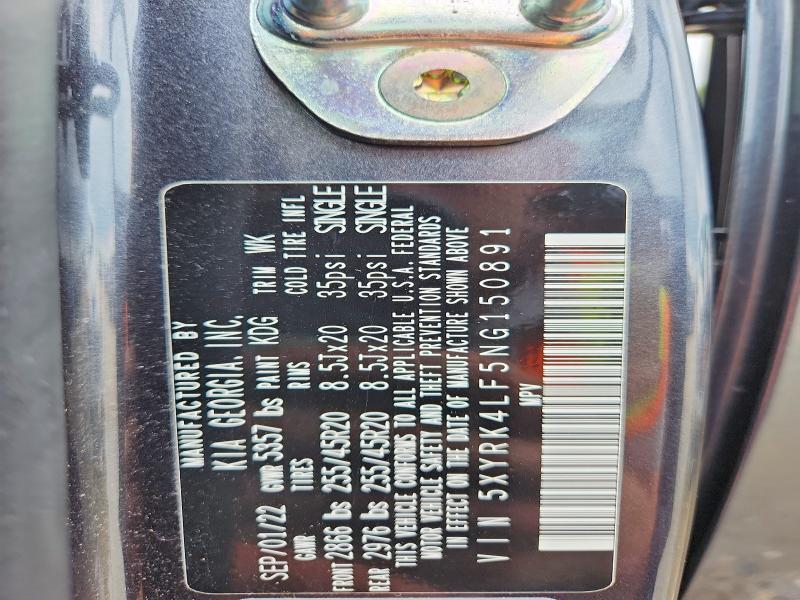 Photo 14 from auction – 2022 KIA SORENTO with VIN 5XYRK4LF5NG150891