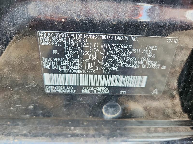 Photo 14 from auction – 2011 TOYOTA RAV4 with VIN 2T3DF4DV9BW107656