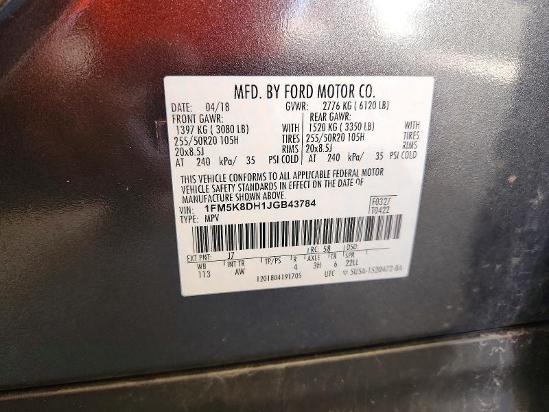 Photo 14 from auction – 2018 FORD EXPLORER with VIN 1FM5K8DH1JGB43784
