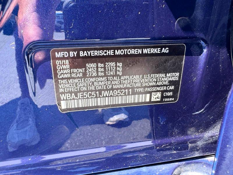 Photo 13 from auction – 2018 BMW 540 with VIN WBAJE5C51JWA95211