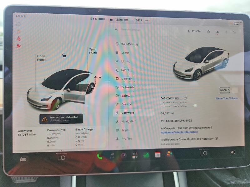 Photo 9 from auction – 2020 TESLA MODEL 3 with VIN 5YJ3E1EB4LF638532
