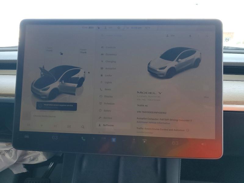 Photo 9 from auction – 2022 TESLA MODEL  Y with VIN 7SAYGDEEXNF435162