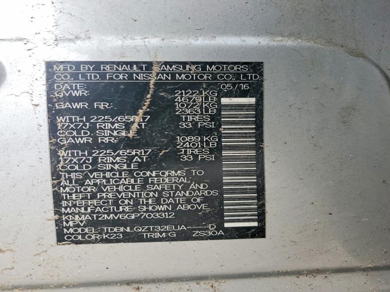 Photo 14 from auction – 2016 NISSAN ROGUE with VIN KNMAT2MV6GP703312