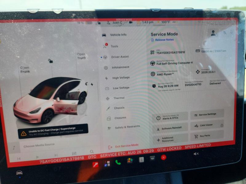 Photo 9 from auction – 2025 TESLA MODEL Y with VIN 7SAYGDED1SA378818