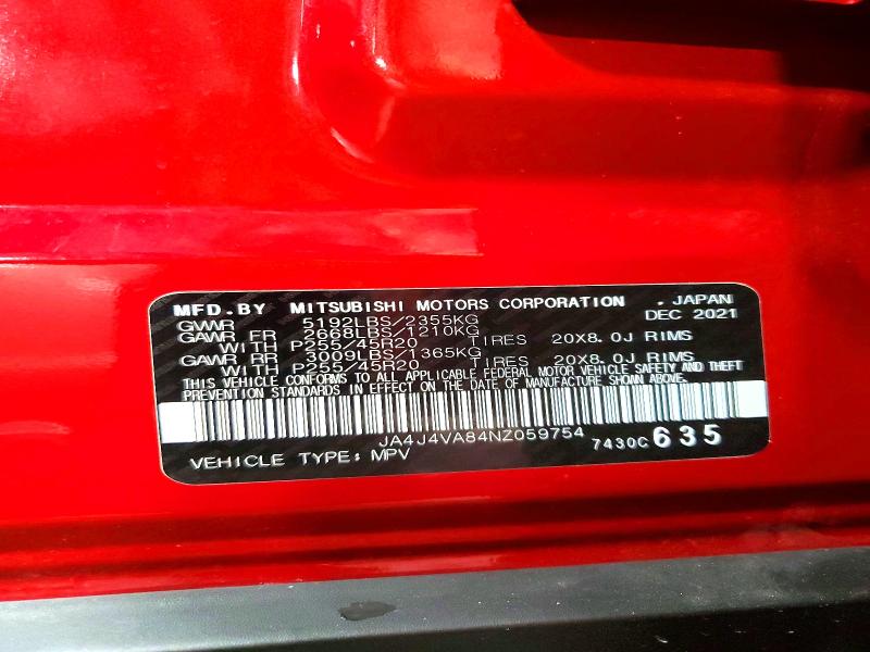Photo 14 from auction – 2022 MITSUBISHI OUTLANDER with VIN JA4J4VA84NZ059754