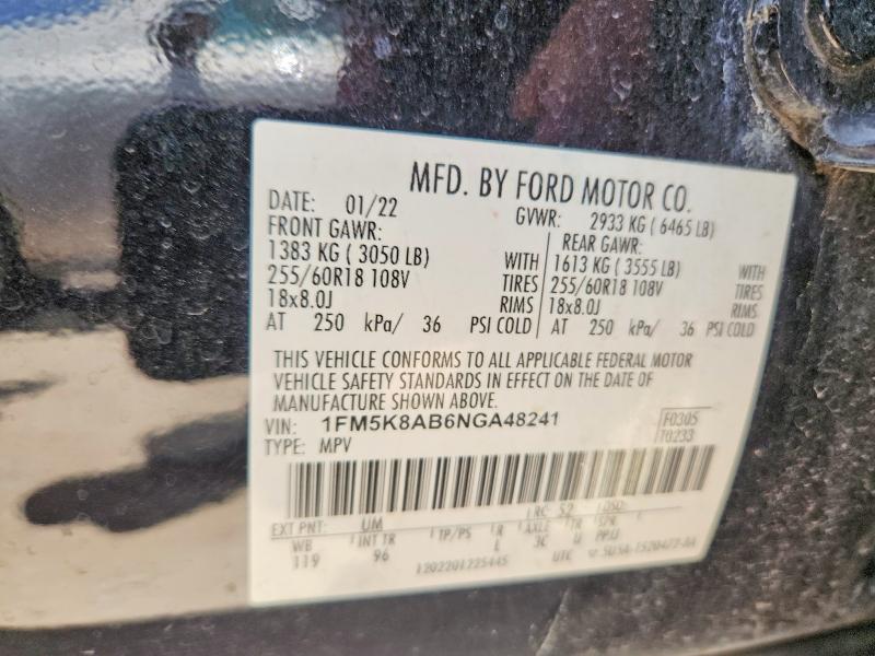 Снимка 14 от търг – 2022 FORD EXPLORER с VIN 1FM5K8AB6NGA48241