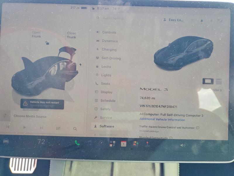 Photo 9 from auction – 2022 TESLA MODEL 3 with VIN 5YJ3E1EA7NF318471