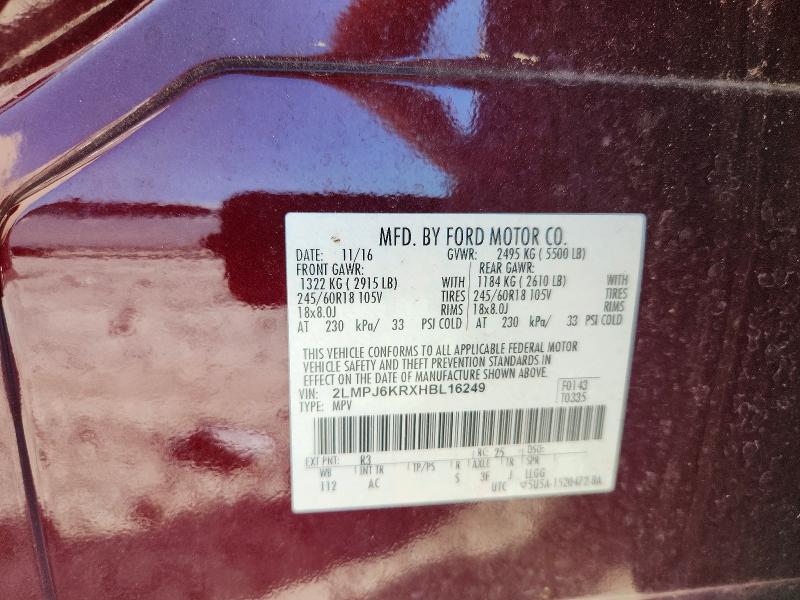 Photo 14 from auction – 2017 LINCOLN MKX with VIN 2LMPJ6KRXHBL16249