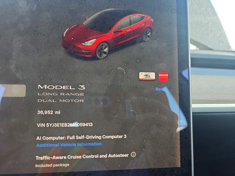 Photo 9 from auction – 2021 TESLA MODEL 3 with VIN 5YJ3E1EB2MF059413