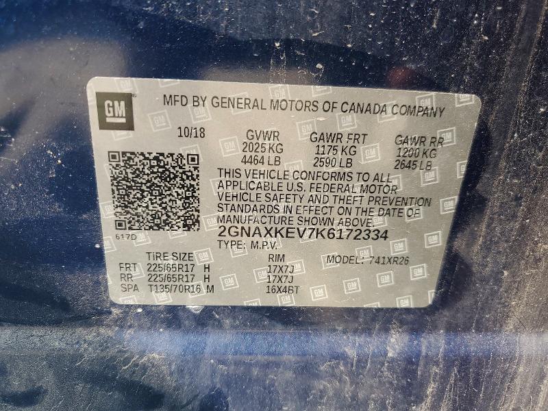 Photo 14 from auction – 2019 CHEVROLET EQUINOX with VIN 2GNAXKEV7K6172334