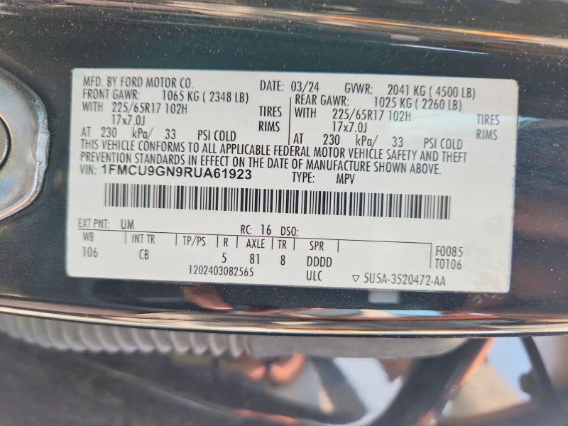 Photo 14 from auction – 2024 FORD ESCAPE with VIN 1FMCU9GN9RUA61923