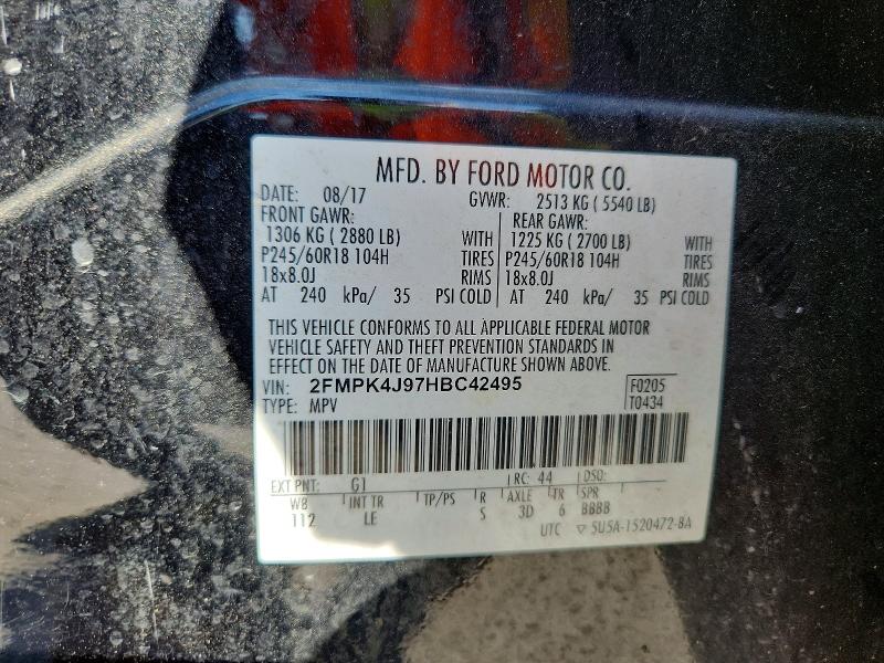 Photo 14 from auction – 2017 FORD EDGE with VIN 2FMPK4J97HBC42495