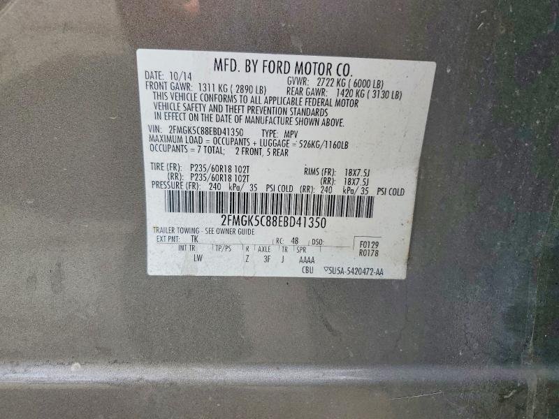 Zdjęcie 14 z aukcji – 2014 FORD FLEX z VIN 2FMGK5C88EBD41350