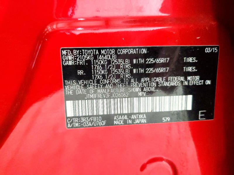 Photo 14 from auction – 2015 TOYOTA RAV4 with VIN JTMBFREV3FJ026062