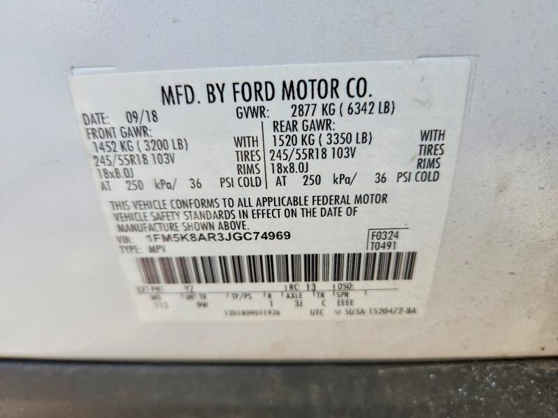 Foto 14 de la subasta – 2018 FORD EXPLORER con VIN 1FM5K8AR3JGC74969