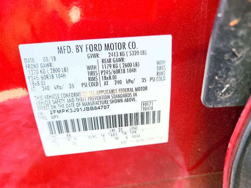 Photo 14 from auction – 2018 FORD EDGE with VIN 2FMPK3J91JBB84707