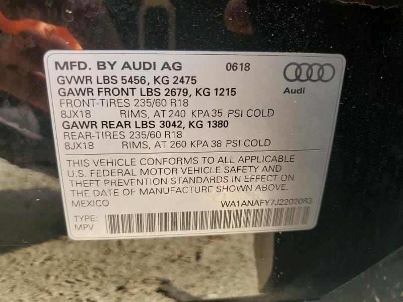 Photo 14 from auction – 2018 AUDI Q5 with VIN WA1ANAFY7J2202083