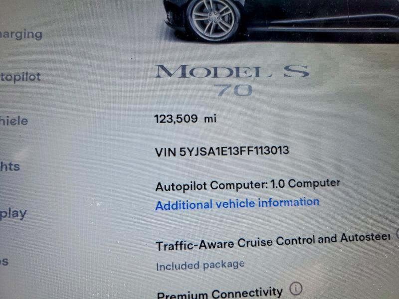 Photo 9 from auction – 2015 TESLA MODEL S with VIN 5YJSA1E13FF113013