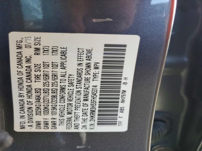Photo 14 from auction – 2015 HONDA CR-V with VIN 2HKRM3H55FH545314