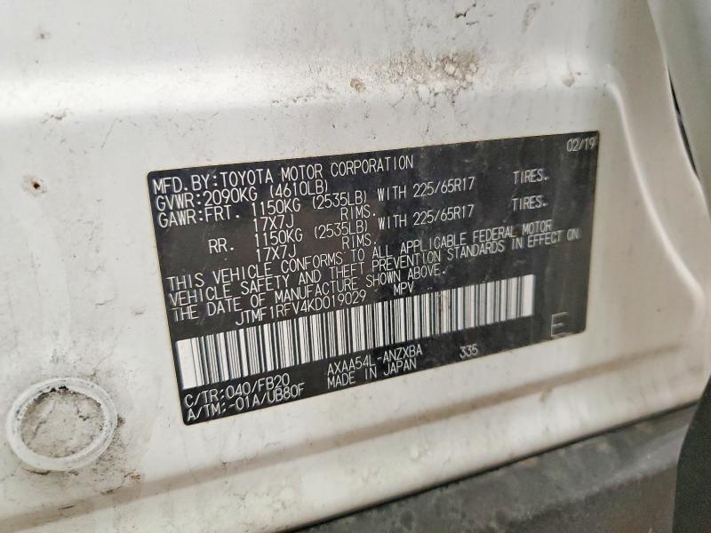 Photo 14 from auction – 2019 TOYOTA RAV4 with VIN JTMF1RFV4KD019029