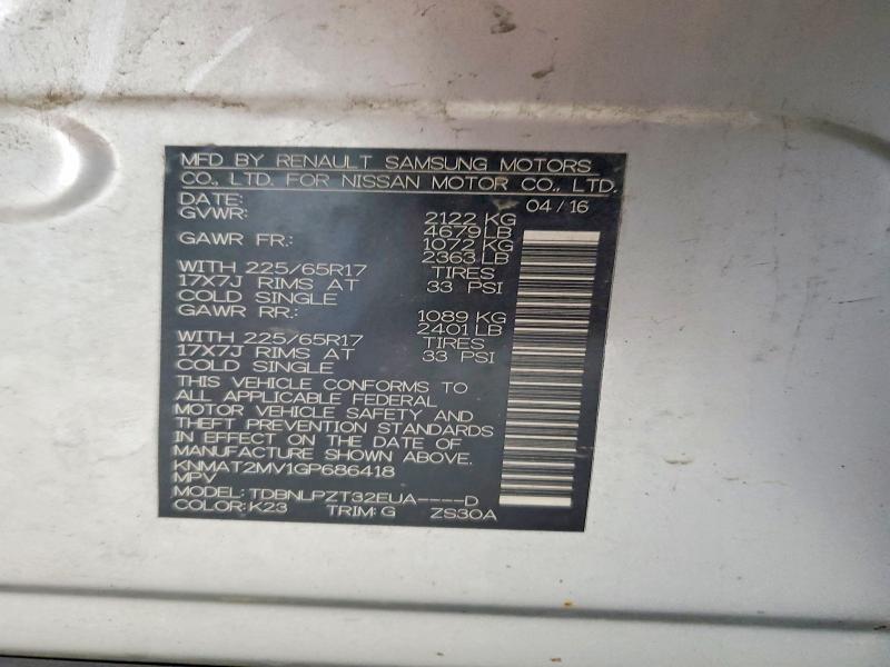 Photo 14 from auction – 2016 NISSAN ROGUE with VIN KNMAT2MV1GP686418