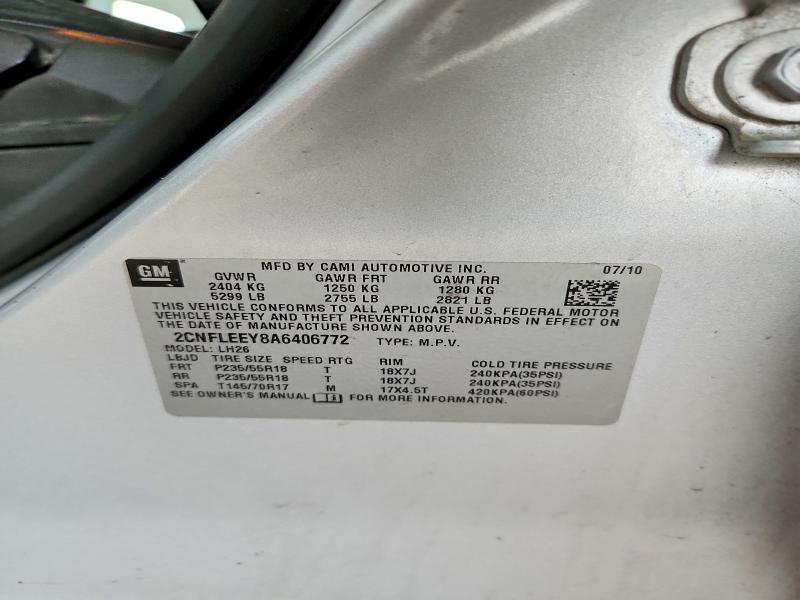 Photo 14 from auction – 2010 CHEVROLET EQUINOX with VIN 2CNFLEEY8A6406772