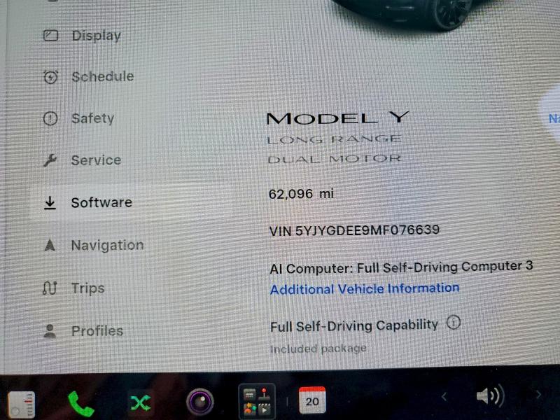 صورة رقم 9 من المزاد - 2021 TESLA MODEL Y مع VIN 5YJYGDEE9MF076639