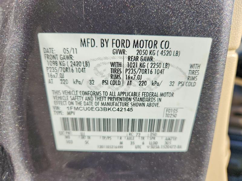 Снимка 14 от търг – 2011 FORD ESCAPE с VIN 1FMCU0EG3BKC42145