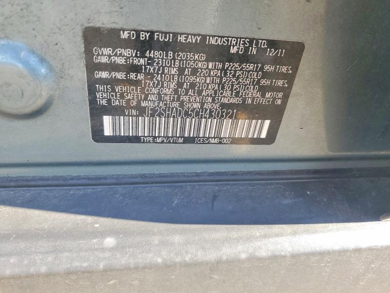 Photo 14 from auction – 2012 SUBARU FORESTER with VIN JF2SHADC5CH430321