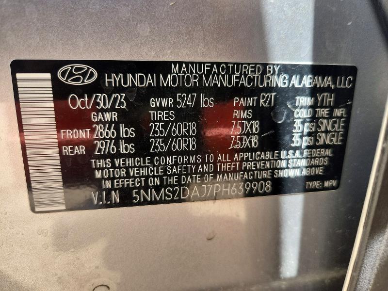 Photo 14 from auction – 2023 HYUNDAI SANTA FE with VIN 5NMS2DAJ7PH639908