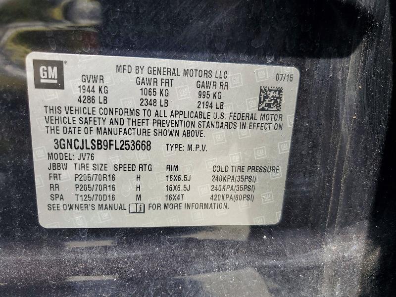 Photo 14 from auction – 2015 CHEVROLET TRAX with VIN 3GNCJLSB9FL253668