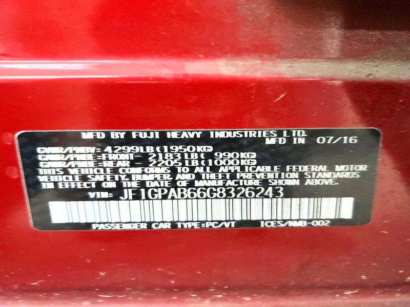 Photo 14 from auction – 2016 SUBARU IMPREZA with VIN JF1GPAB66G8326243