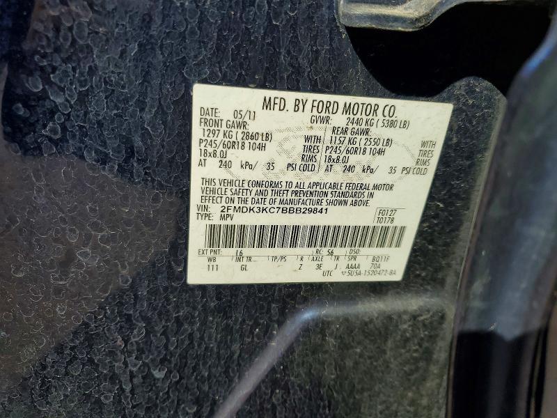 Photo 14 from auction – 2011 FORD EDGE with VIN 2FMDK3KC7BBB29841