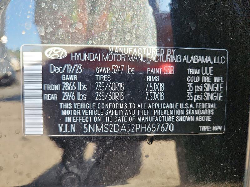 Photo 14 from auction – 2023 HYUNDAI SANTA FE with VIN 5NMS2DAJ2PH657670