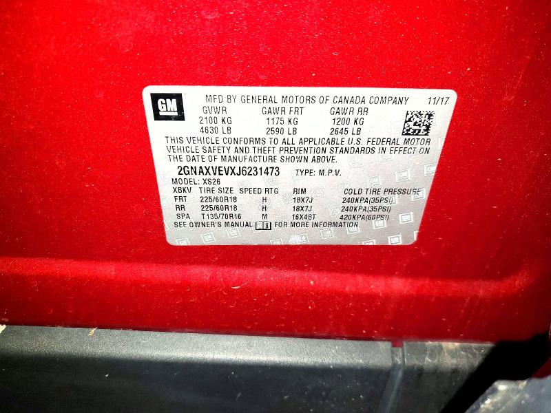 Photo 14 from auction – 2018 CHEVROLET EQUINOX with VIN 2GNAXVEVXJ6231473