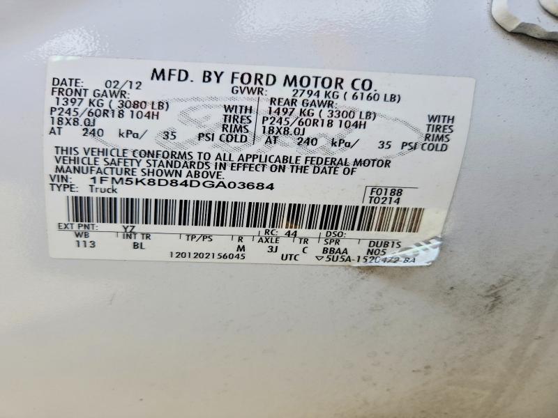 Photo 14 from auction – 2013 FORD EXPLORER with VIN 1FM5K8D84DGA03684