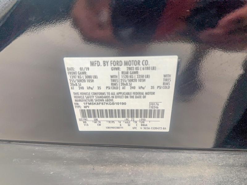 Photo 10 from auction – 2019 FORD EXPLORER with VIN 1FM5K8F87KGB10190